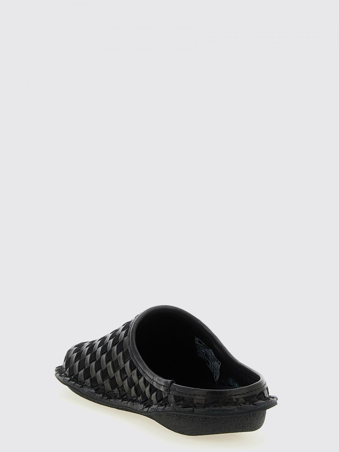 COMME DES GARÇONS SHOES: Viba x Comme Des Garçons Woven Leather Mules, Black - Img 3
