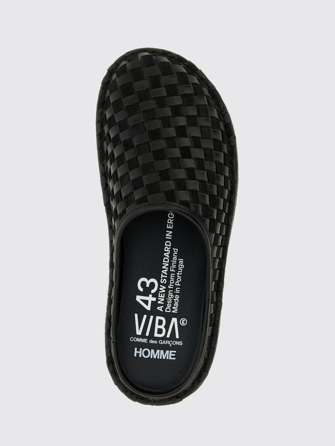 COMME DES GARÇONS SHOES: Viba x Comme Des Garçons Woven Leather Mules, Black - Img 4