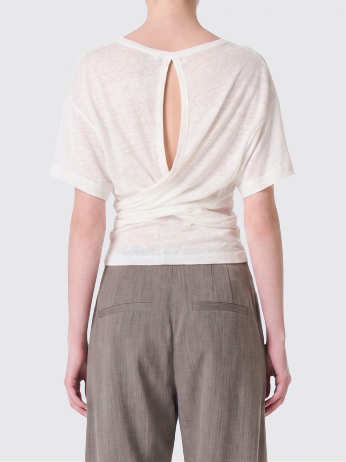 IRO T-SHIRTS: T-shirt Sorenza cut-out Iro in lino , Beige - Img 2