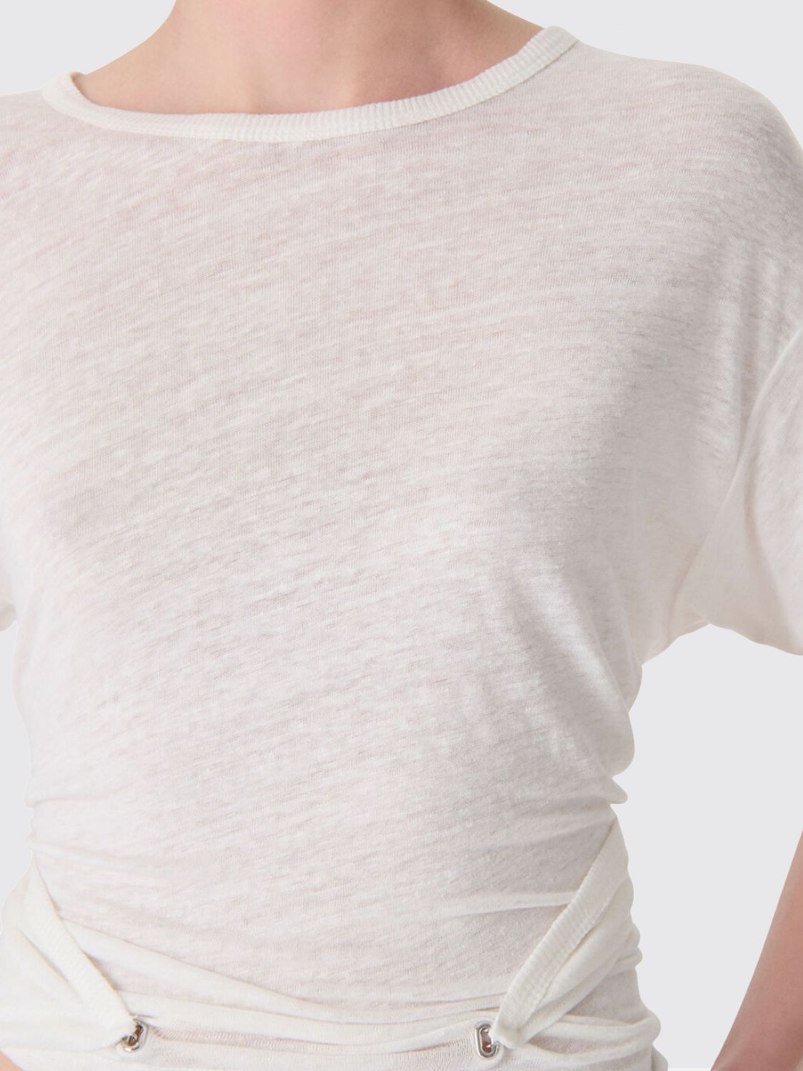 IRO T-SHIRTS: T-shirt Sorenza cut-out Iro in lino , Beige - Img 3