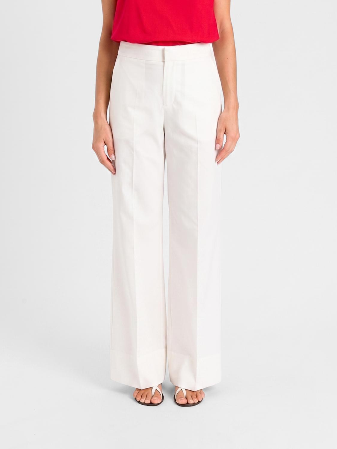 TWINSET PANTALONES: Pantalones palazzo Twinset de algodón elástico, Perla - Img 1