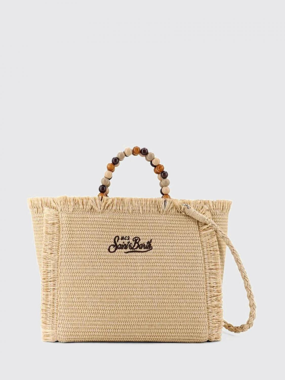 MC2 SAINT BARTH BORSA A MANO: Borsa a mano Colette MC2 Saint Barth in rafia con motivo floreale e logo, Nocciola - Img 2