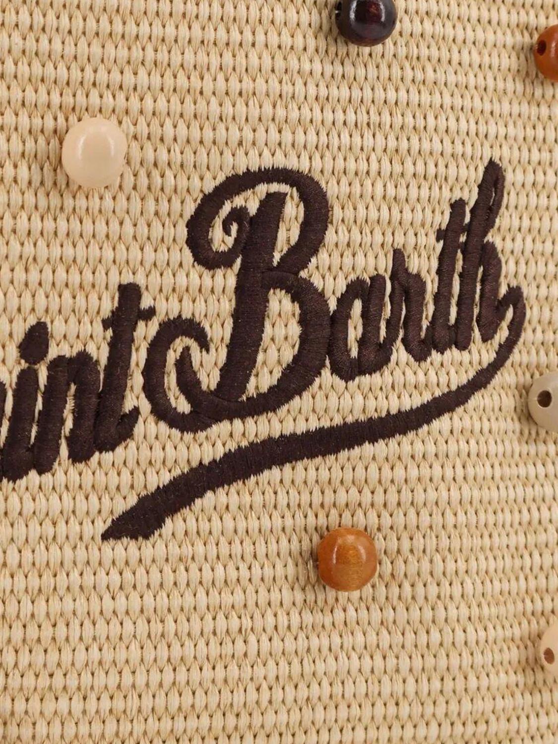 MC2 SAINT BARTH BORSA A MANO: Borsa a mano Colette MC2 Saint Barth in rafia con motivo floreale e logo, Nocciola - Img 3