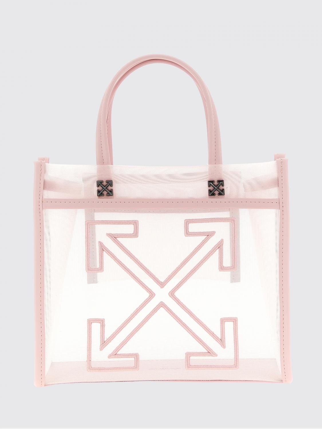 OFF-WHITE BORSA A MANO: Borsa Market Off-White in nylon a rete , Rosa - Img 1