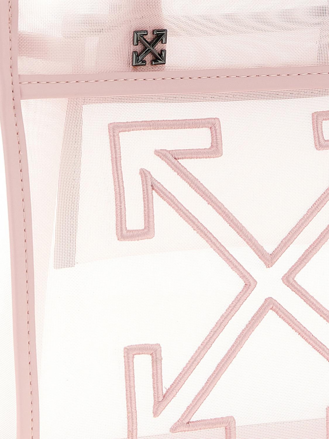 OFF-WHITE BORSA A MANO: Borsa Market Off-White in nylon a rete , Rosa - Img 3
