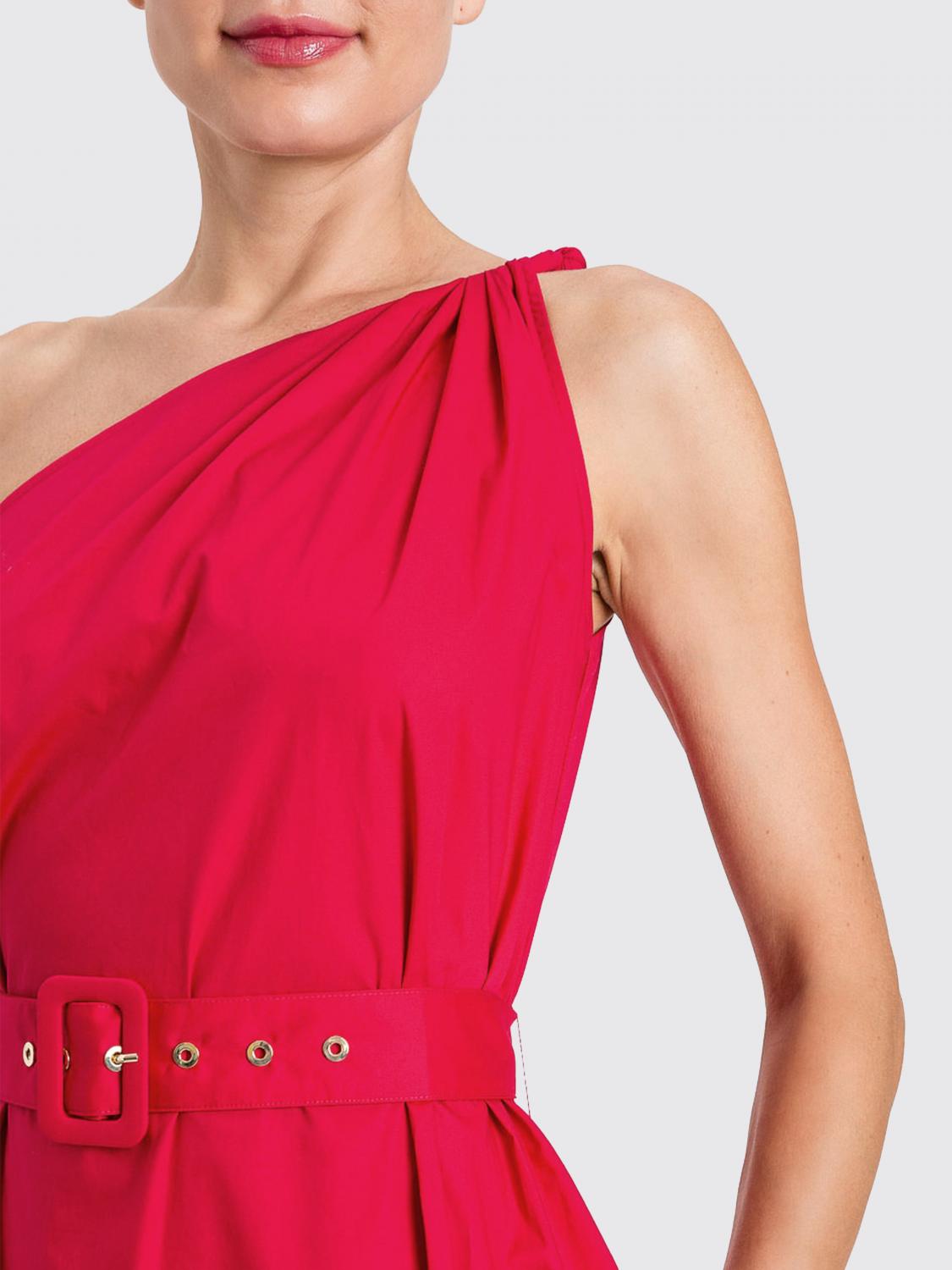 TWINSET ABITO: Abito midi monospalla Twinset in cotone con cintura regolabile, Rosso - Img 3