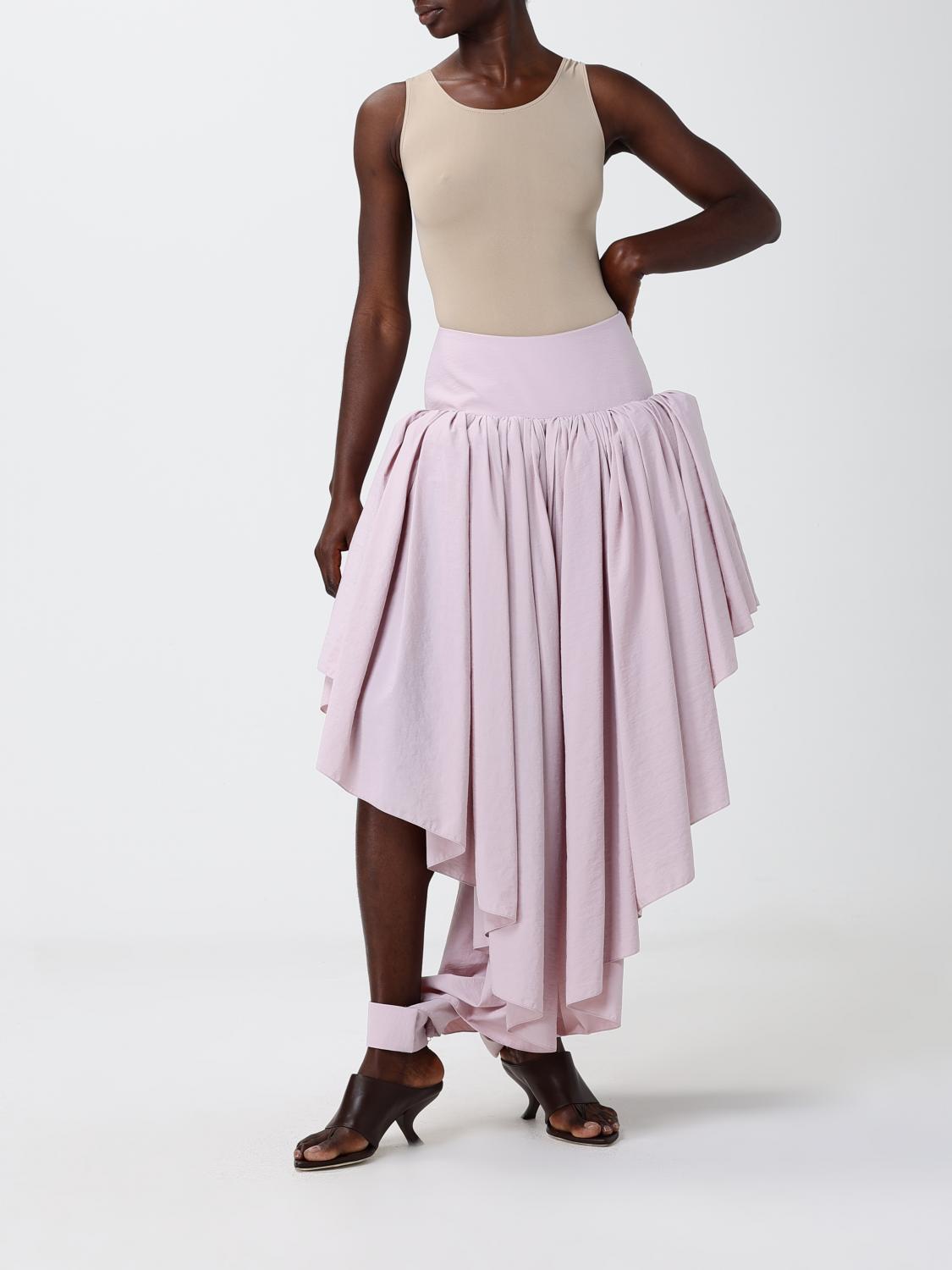 ALAÏA GONNA: Gonna asimmetrica AlaÏa in nylon, Rosa - Img 2