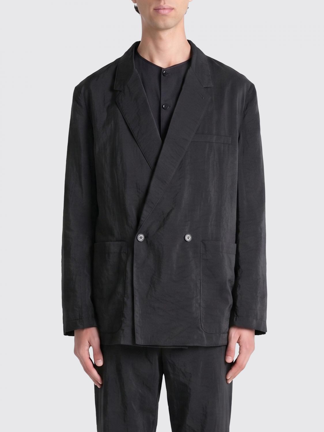 LEMAIRE JACKET: Lemaire Silk Double-Breasted Blazer, Black - Img 1