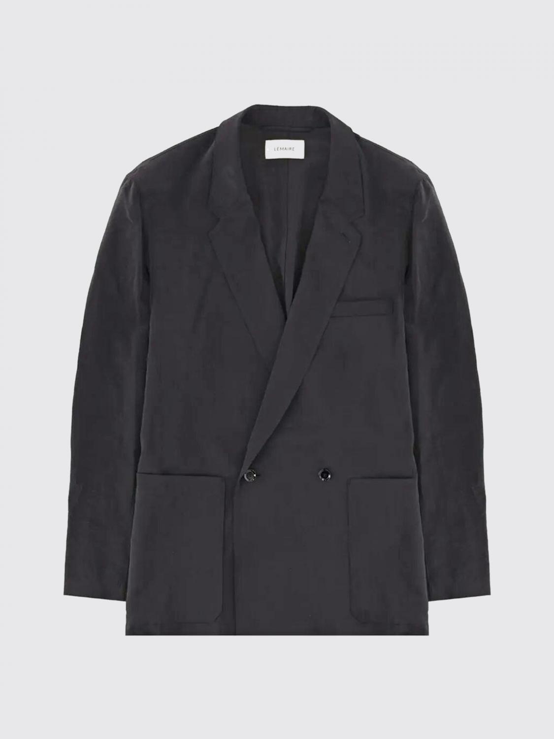 LEMAIRE JACKET: Lemaire Silk Double-Breasted Blazer, Black - Img 4