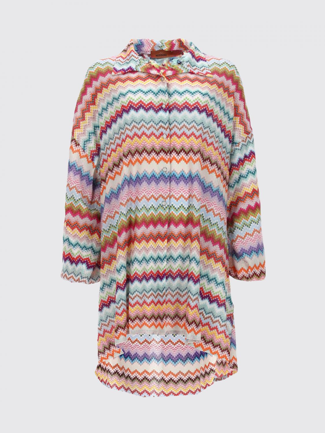 MISSONI ABITO: Mini abito chemisier Missoni in viscosa con iconico motivo a zig zag multicolor, Fantasia - Img 2