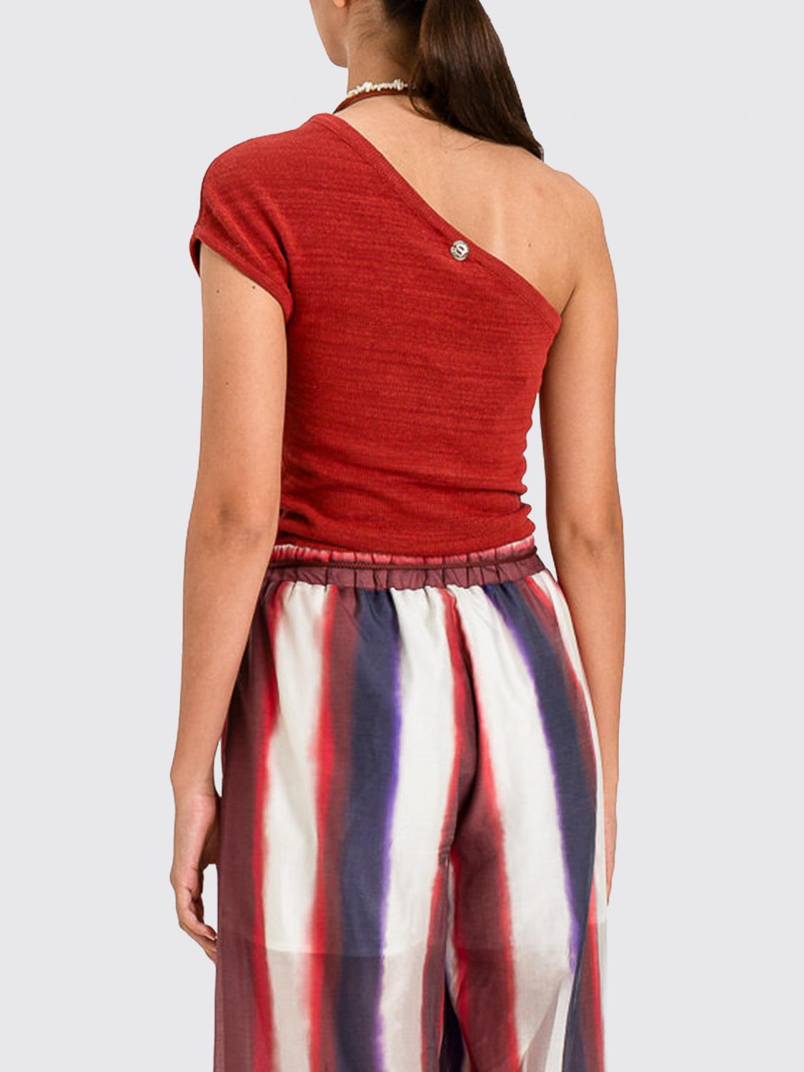 ACTITUDE TWINSET TOP: Top a monospalla in misto cotone Actitude Twinset, Rosso - Img 3