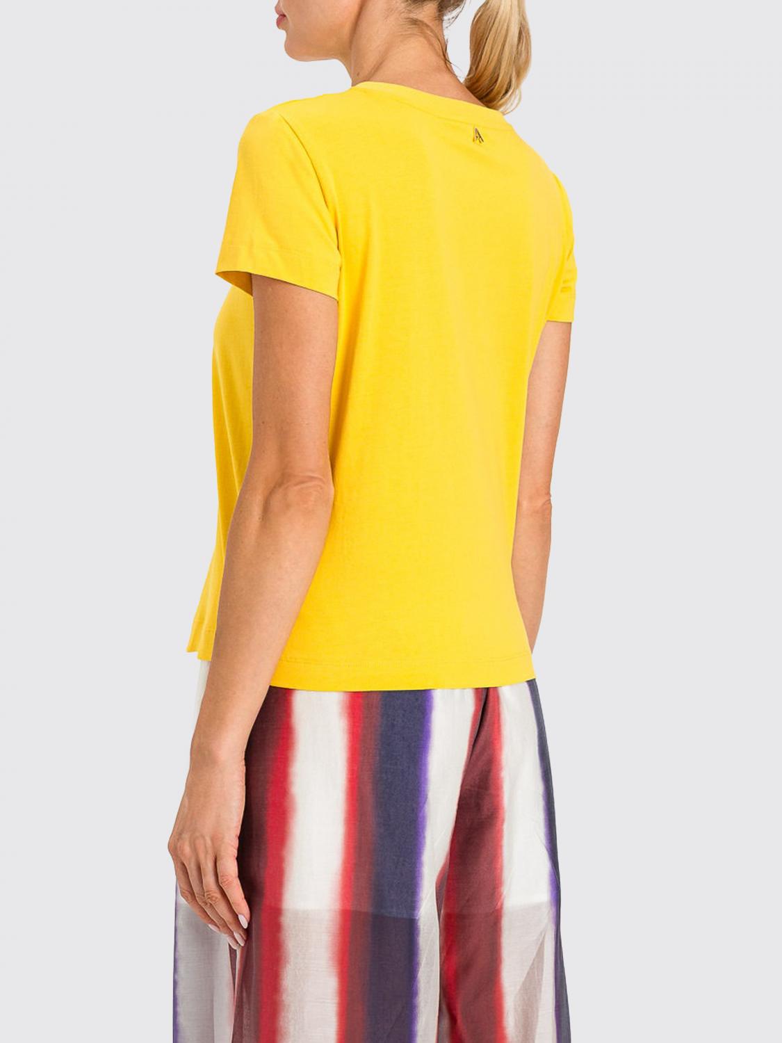ACTITUDE TWINSET T-SHIRTS: T-shirts in cotone con fiore in tulle Actitude Twinset, Ambra - Img 2