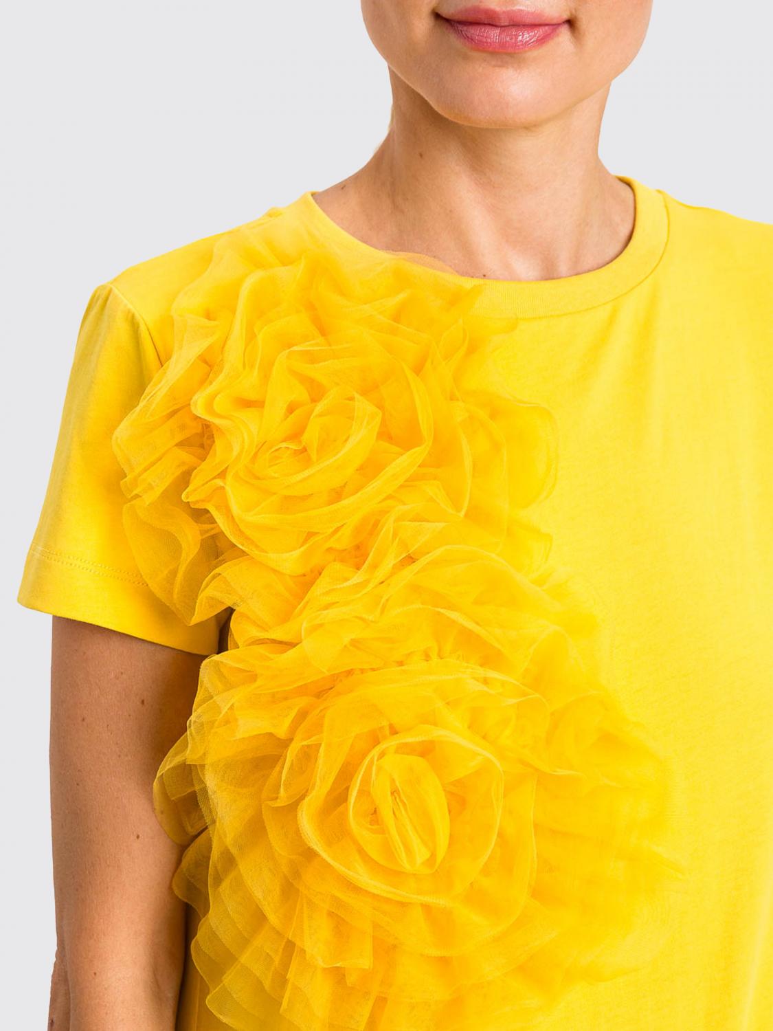 ACTITUDE TWINSET T-SHIRTS: T-shirts in cotone con fiore in tulle Actitude Twinset, Ambra - Img 3