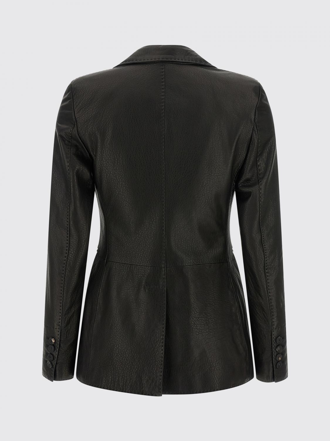 TAGLIATORE GIACCA: Blazer Tagliatore in pelle di agnello a monopetto con collo classico, Nero - Img 3