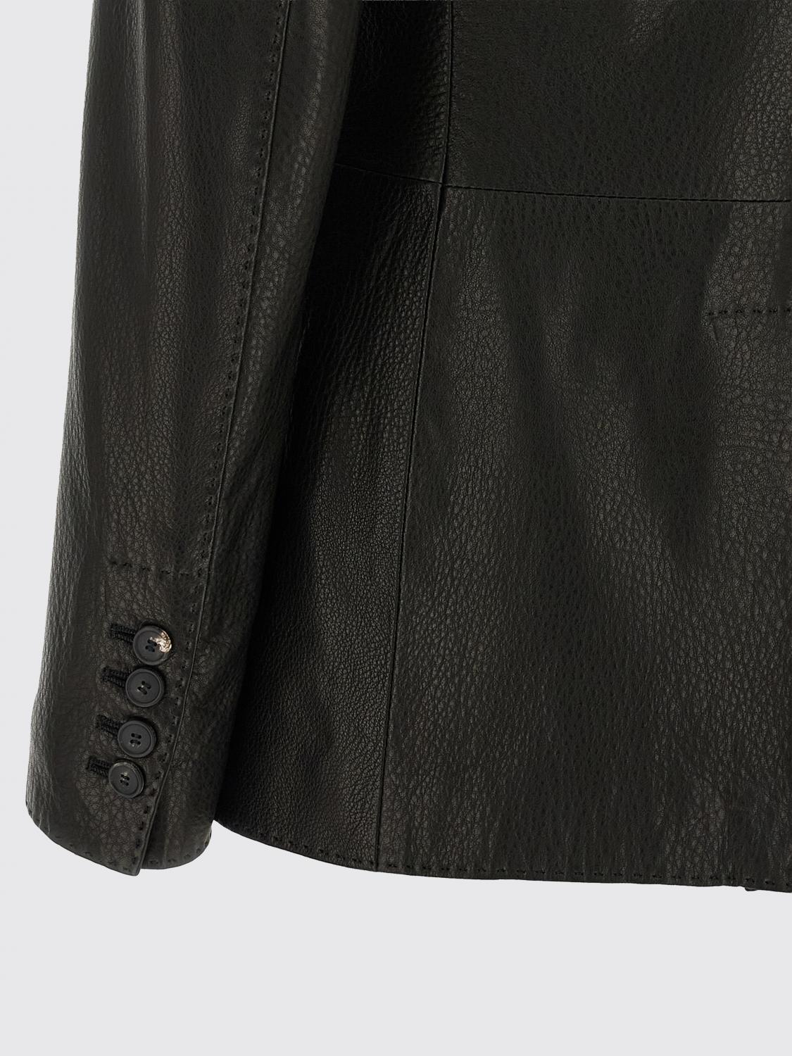TAGLIATORE GIACCA: Blazer Tagliatore in pelle di agnello a monopetto con collo classico, Nero - Img 4