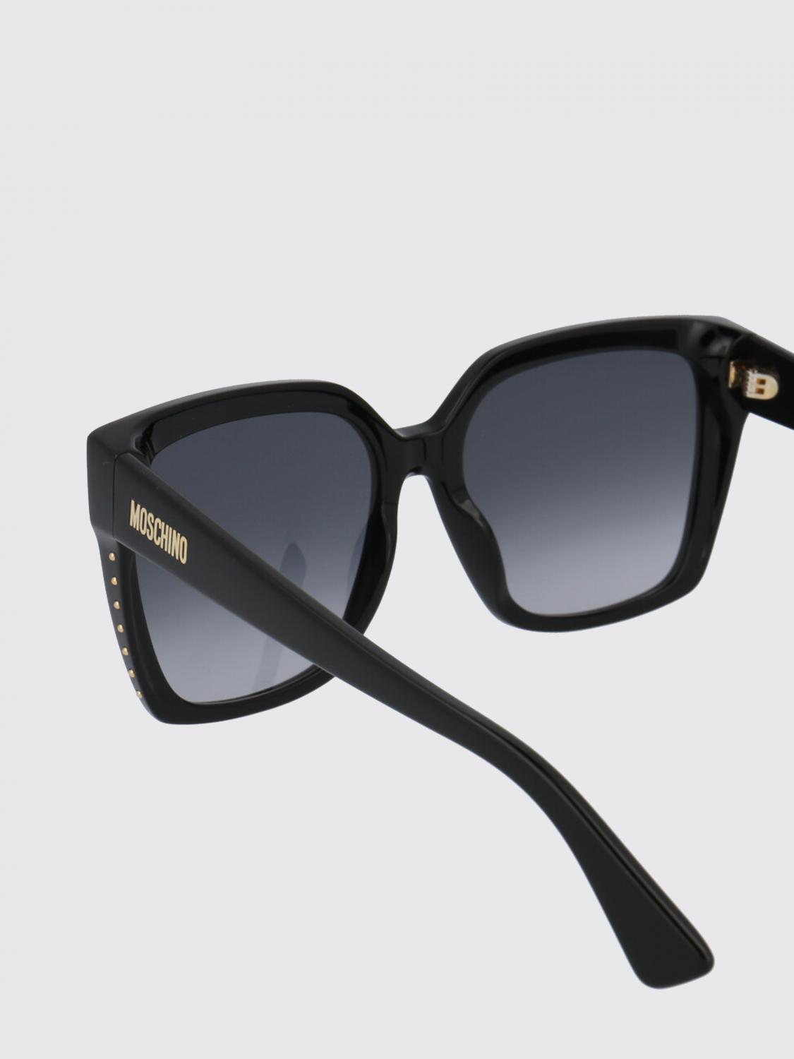 MOSCHINO OCCHIALI DA SOLE: Occhiali da sole Moschino in acetato con micro borchie applicate , Nero - Img 4