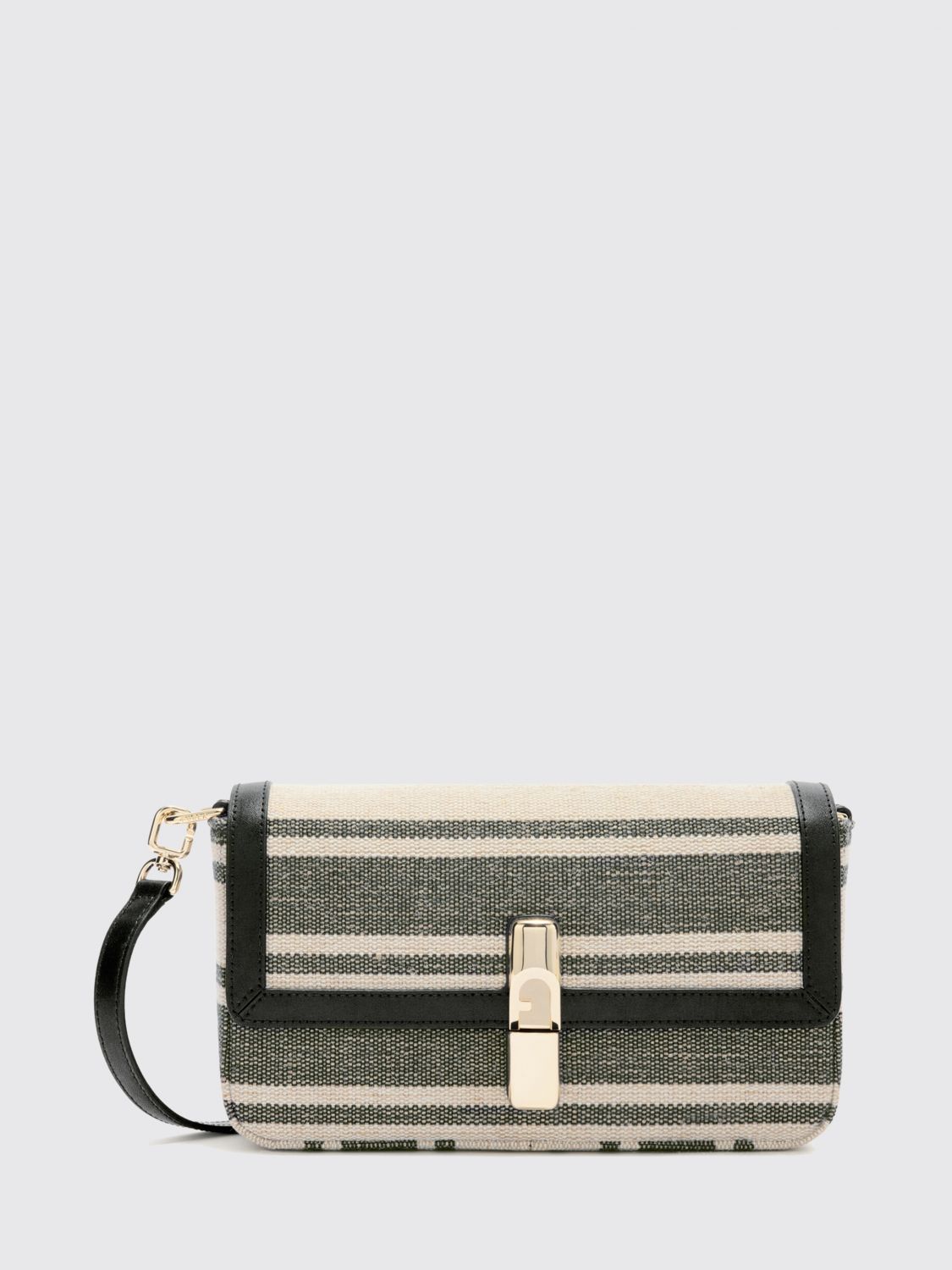 FURLA BORSA A TRACOLLA: Borsa Furla in canvas a righe , Blue - Img 1