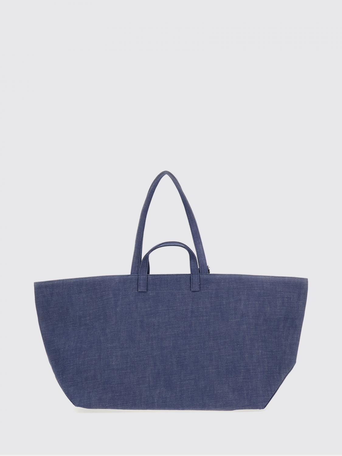 A.P.C. BORSA TOTE: Borsa tote grande Le Drummer A.P.C. in cotone con logo laminato, Blue - Img 2