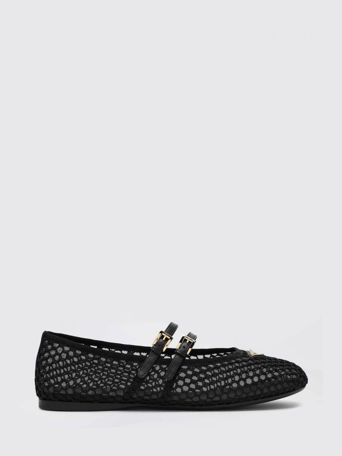 PRADA BALLERINE: Ballerina Prada in nylon a rete , Nero - Img 1