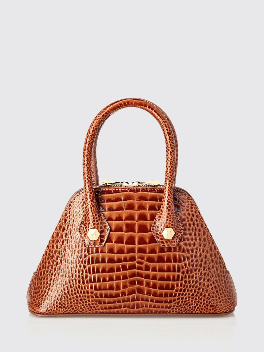 PHILIPP PLEIN HANDTASCHE: Majestic Tasche aus Krokoprägung Leder Philipp Plein, Braun - Img 2