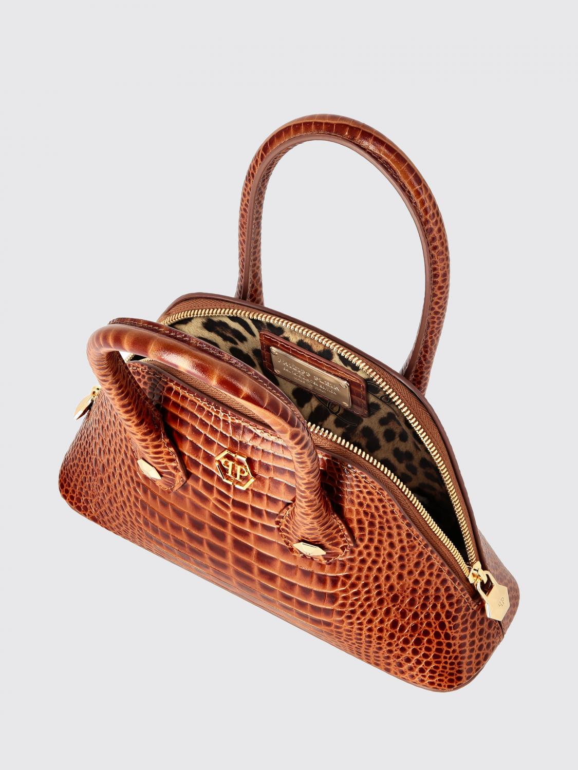 PHILIPP PLEIN HANDTASCHE: Majestic Tasche aus Krokoprägung Leder Philipp Plein, Braun - Img 4