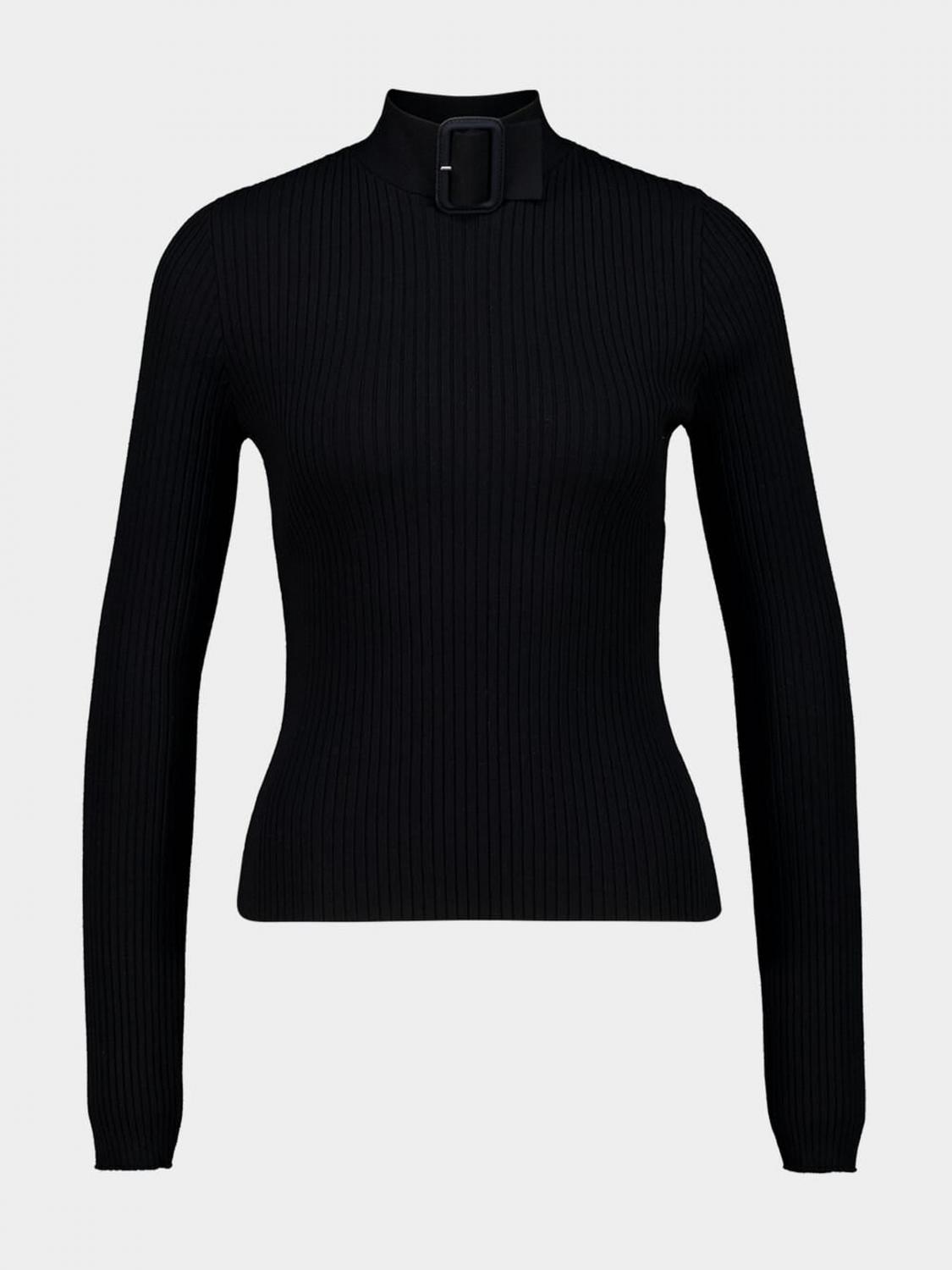 COURRÈGES TOP: Top con fibbia CourrÈges in viscosa a coste, Nero - Img 2