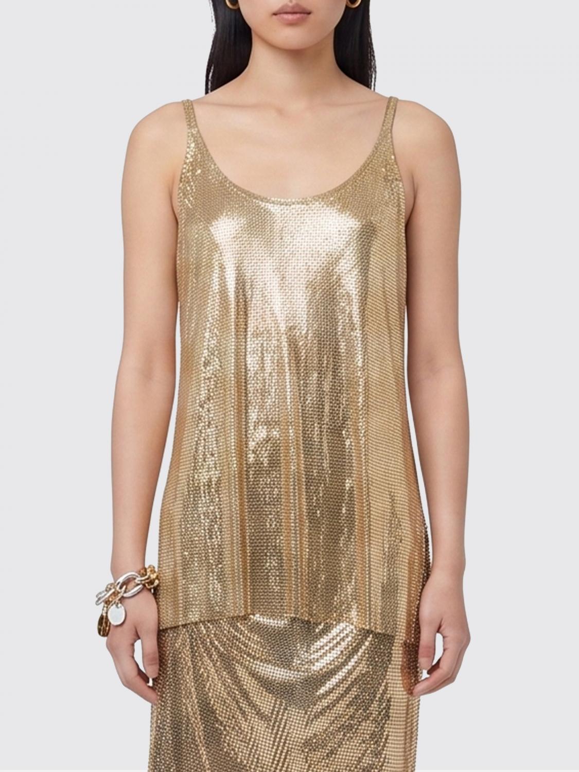 RABANNE TOP: Top in maglia metallica Rabanne, Oro - Img 1