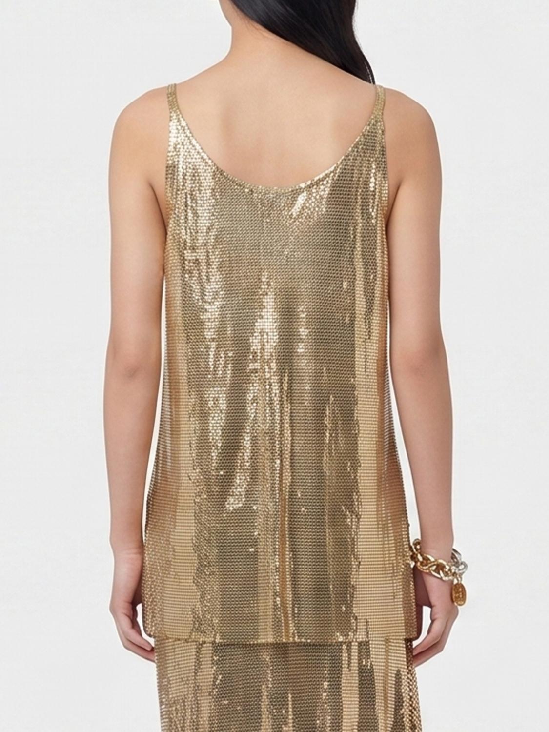 RABANNE TOP: Top in maglia metallica Rabanne, Oro - Img 2