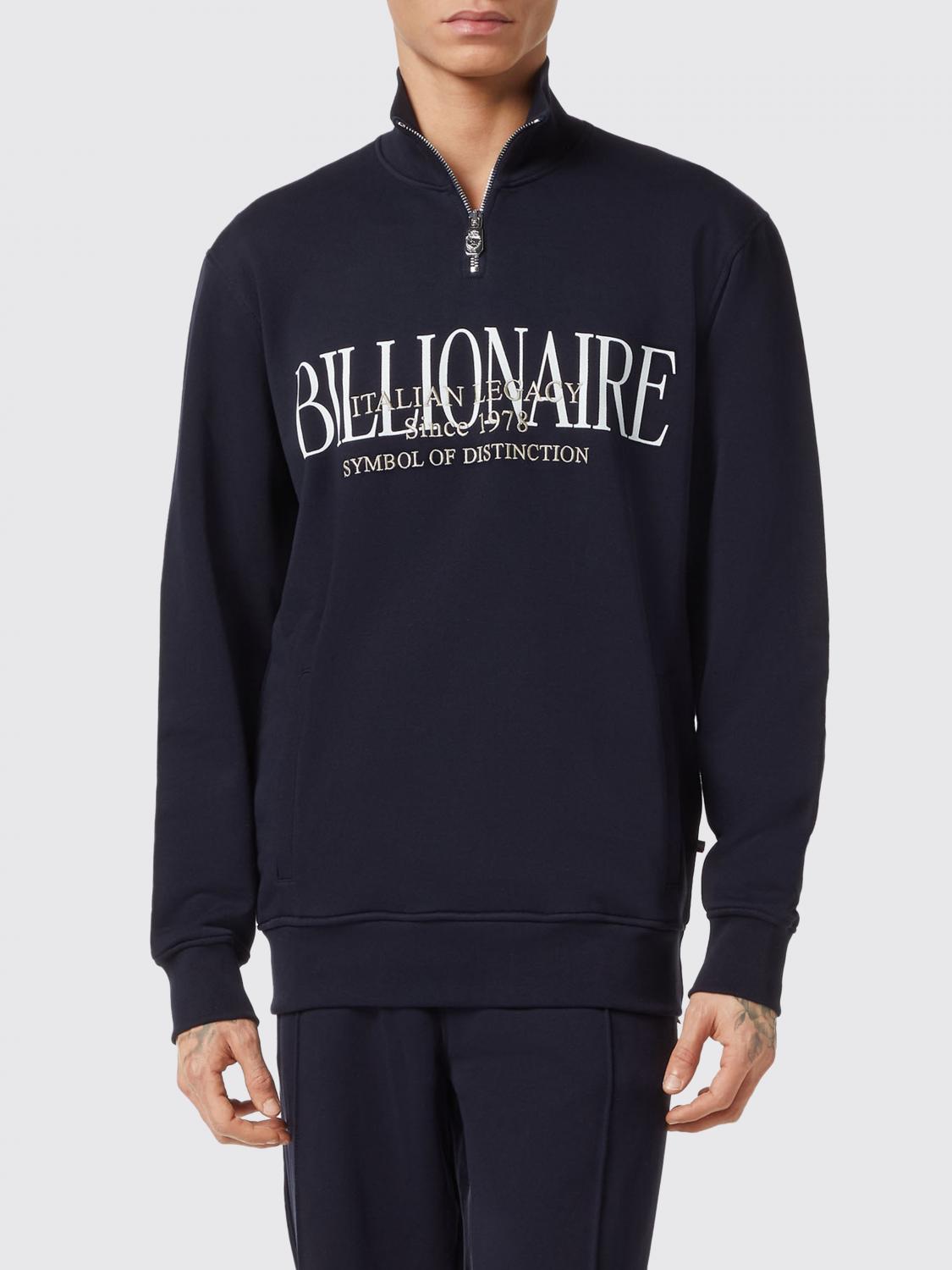 BILLIONAIRE SUDADERA: Sudadera Billionaire de algodón con logo, Azul Oscuro - Img 1