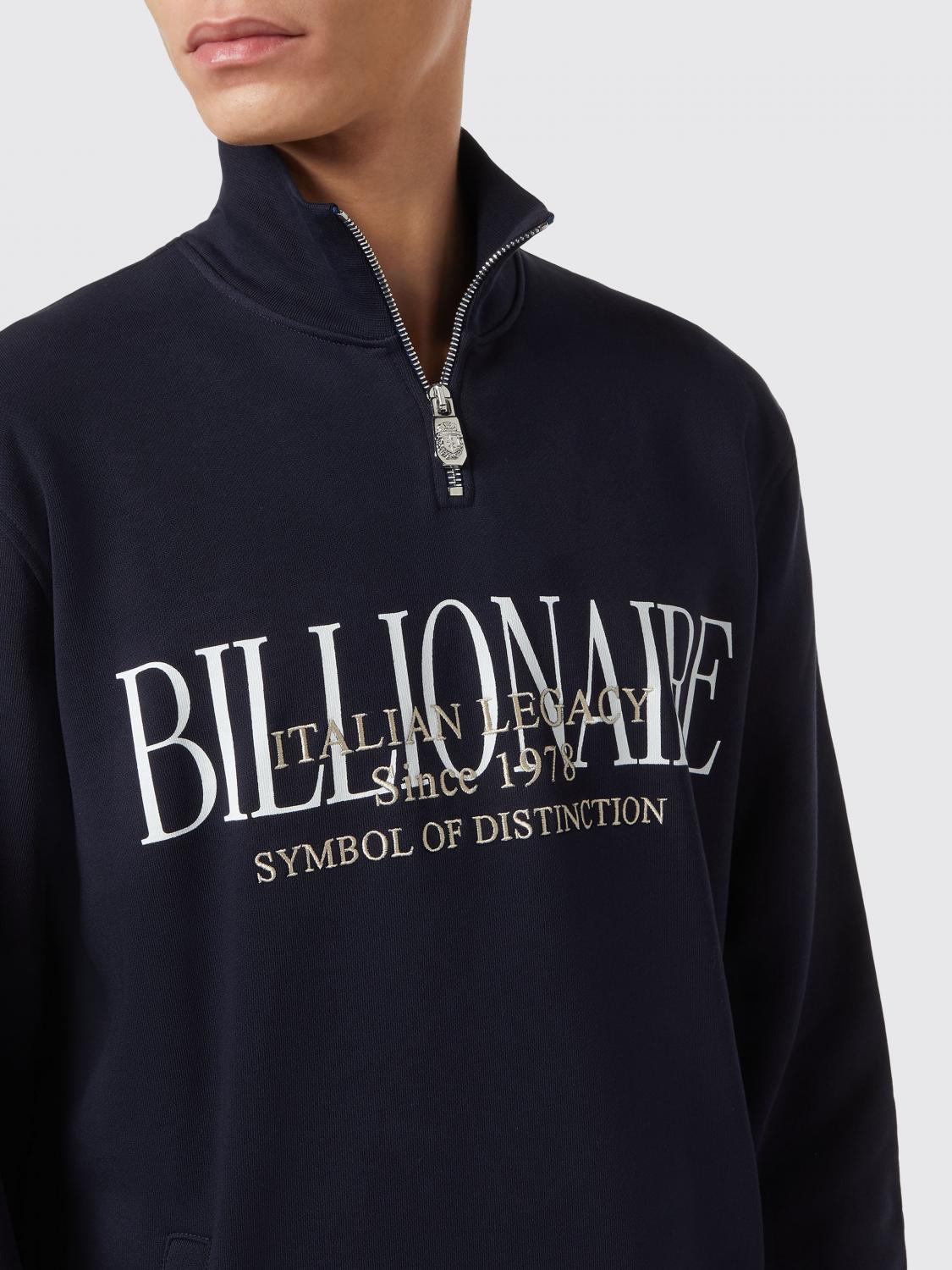 BILLIONAIRE SUDADERA: Sudadera Billionaire de algodón con logo, Azul Oscuro - Img 3