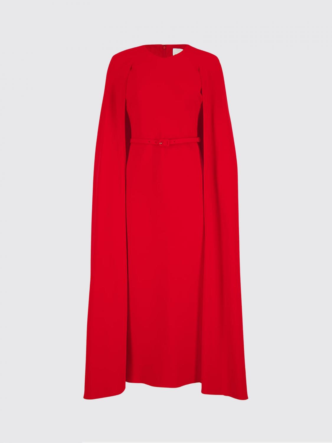 ROLAND MOURET ABITO: Abito a cappa midi Roland Mouret in crêpe, Rosso - Img 3