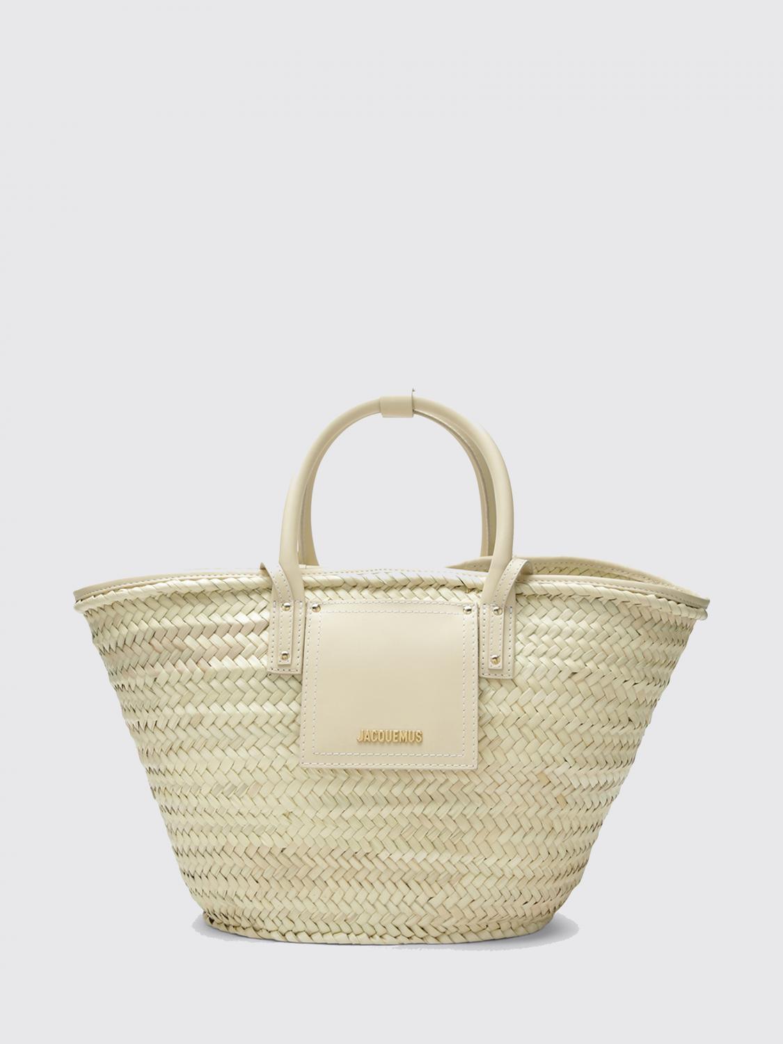 JACQUEMUS BORSA A MANO: Borsa Le Panier Soli Jacquemus in rafia e pelle , Bianco - Img 1