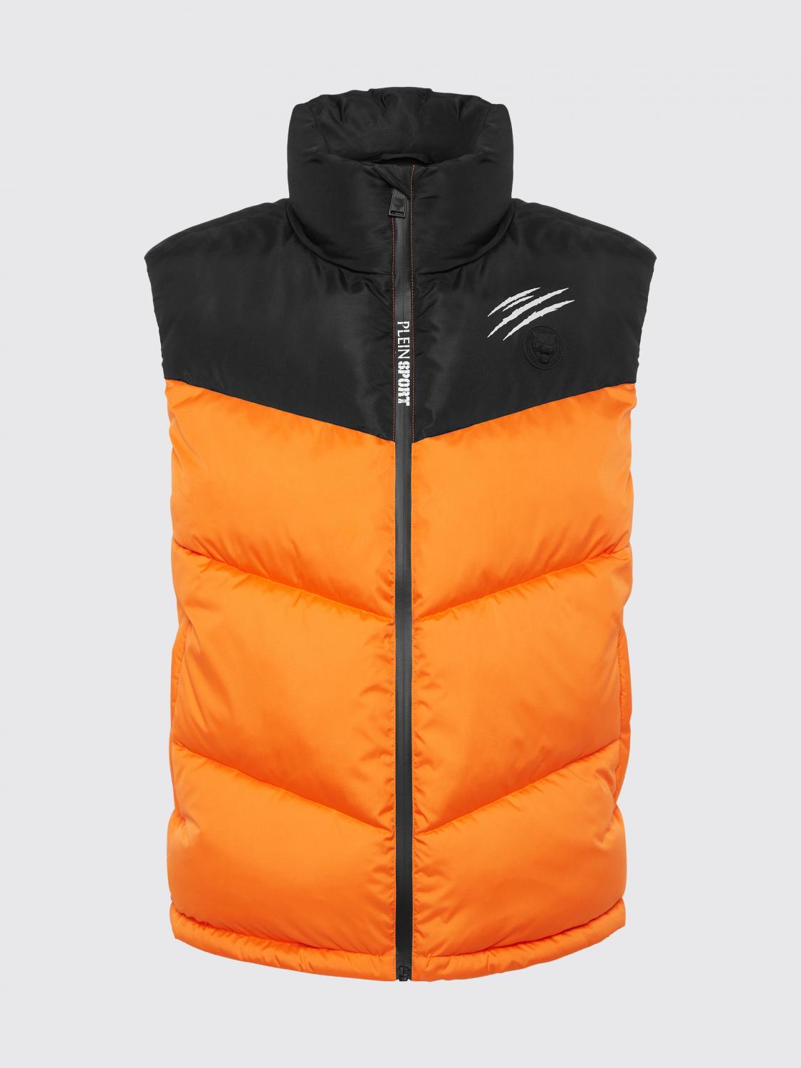 PLEIN SPORT CHALECO: Chaleco de nailon acolchado con logo Plein Sport, Naranja - Img 4