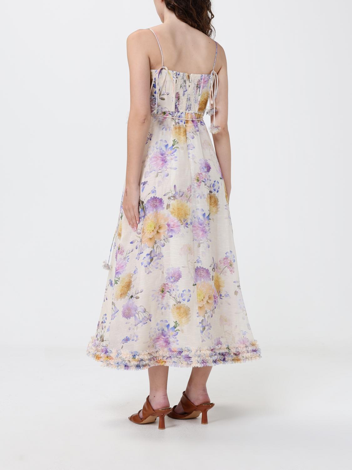 ZIMMERMANN ABITO: Abito bustier Luna Zimmermann in lino e seta con motivo floreale , Crema - Img 2