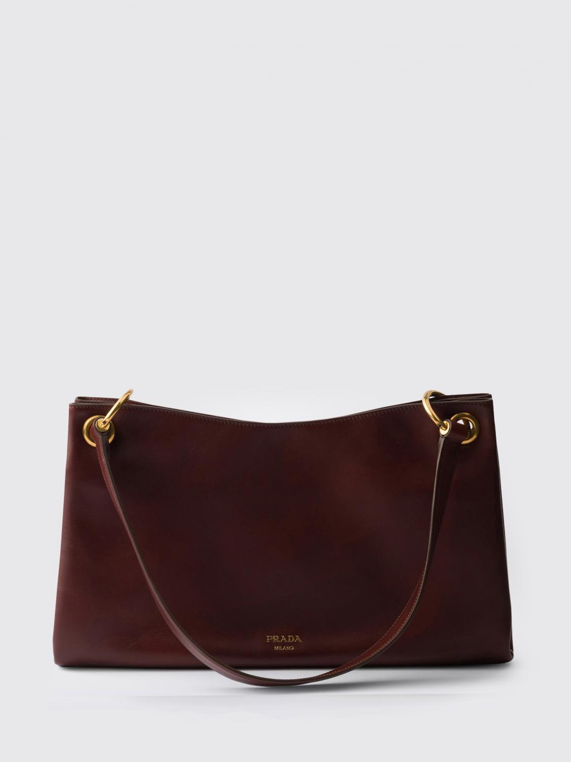 PRADA BORSA A SPALLA: Borsa Etude Prada in pelle , Marrone - Img 1