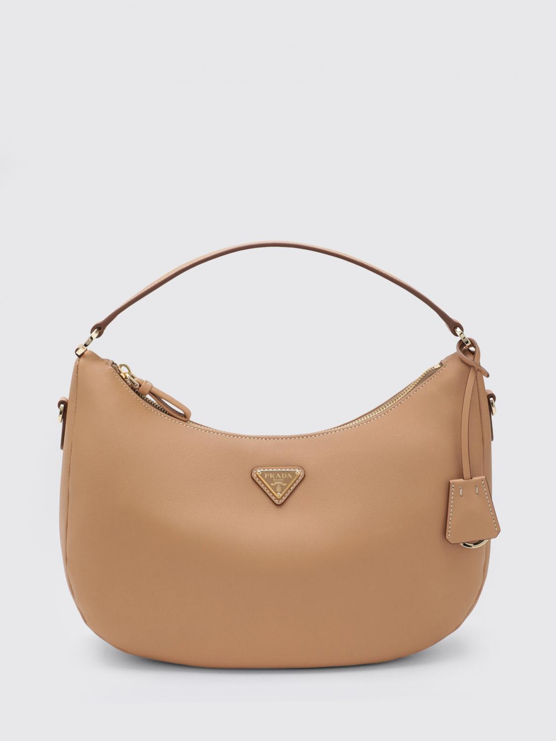 PRADA BORSA A SPALLA: Borsa Hobo Prada in pelle , Naturale - Img 1
