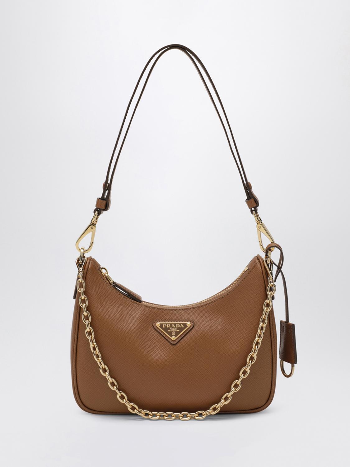 PRADA BORSA MINI: Borsa Re-Edition Prada in pelle saffiano , Marrone - Img 1