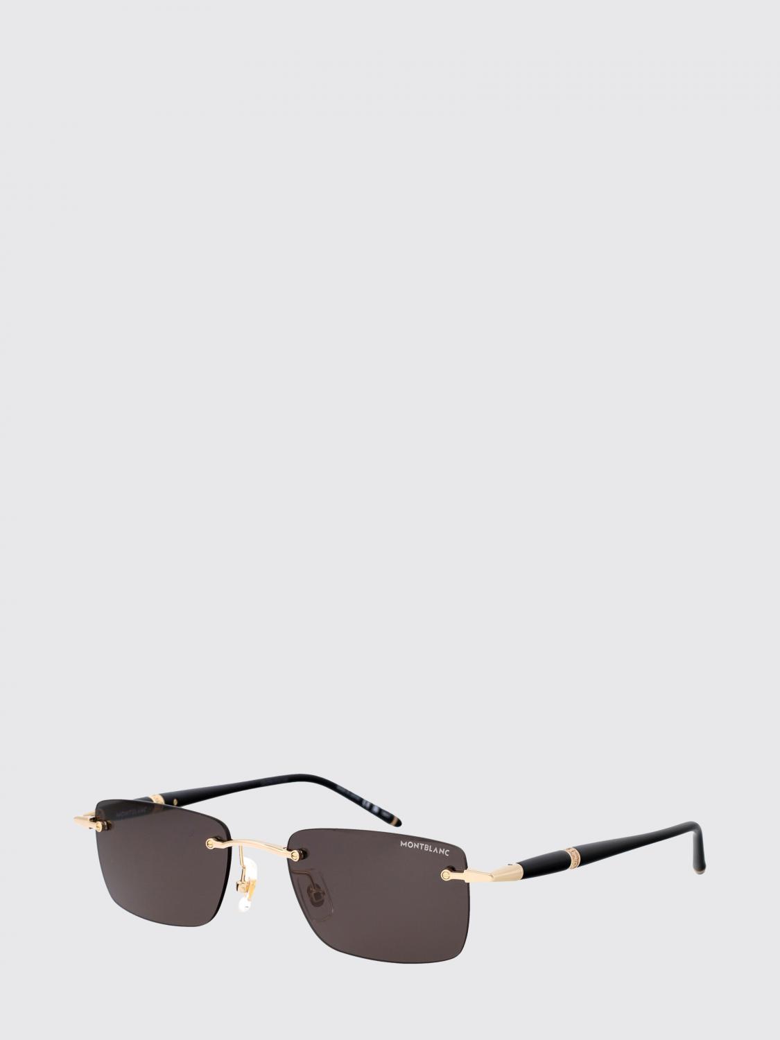 MONTBLANC OCCHIALI DA SOLE: Occhiali da sole MB0344S Montblanc in metallo ed acetato , Marrone - Img 1