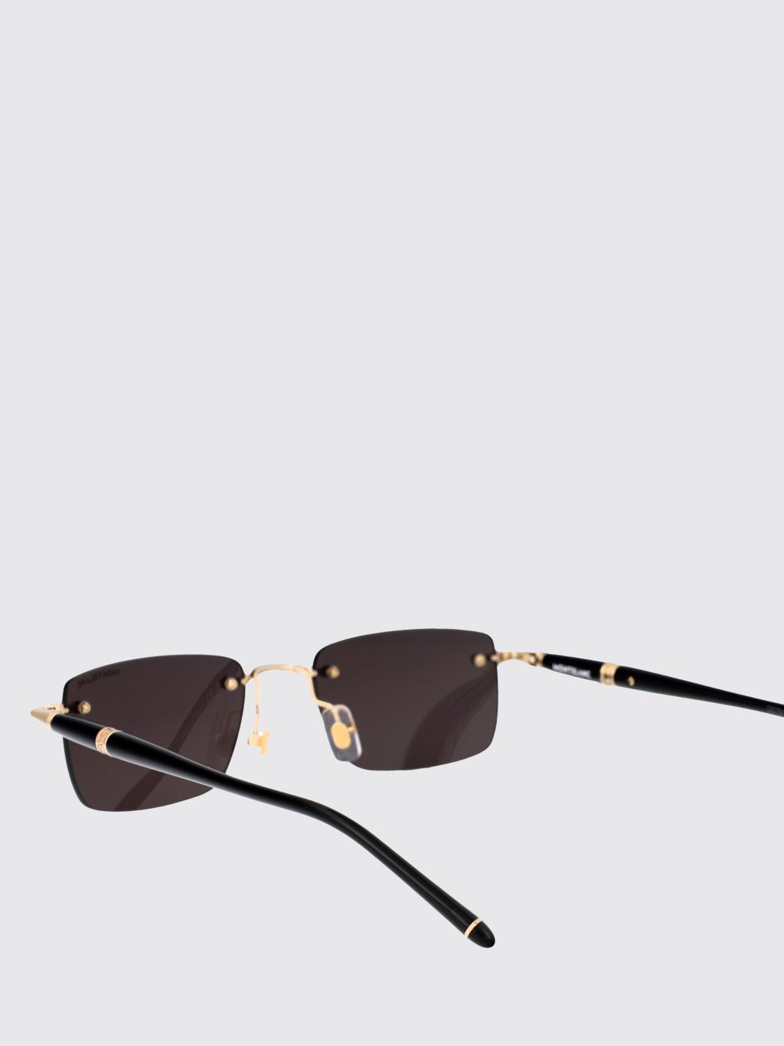 MONTBLANC OCCHIALI DA SOLE: Occhiali da sole MB0344S Montblanc in metallo ed acetato , Marrone - Img 4