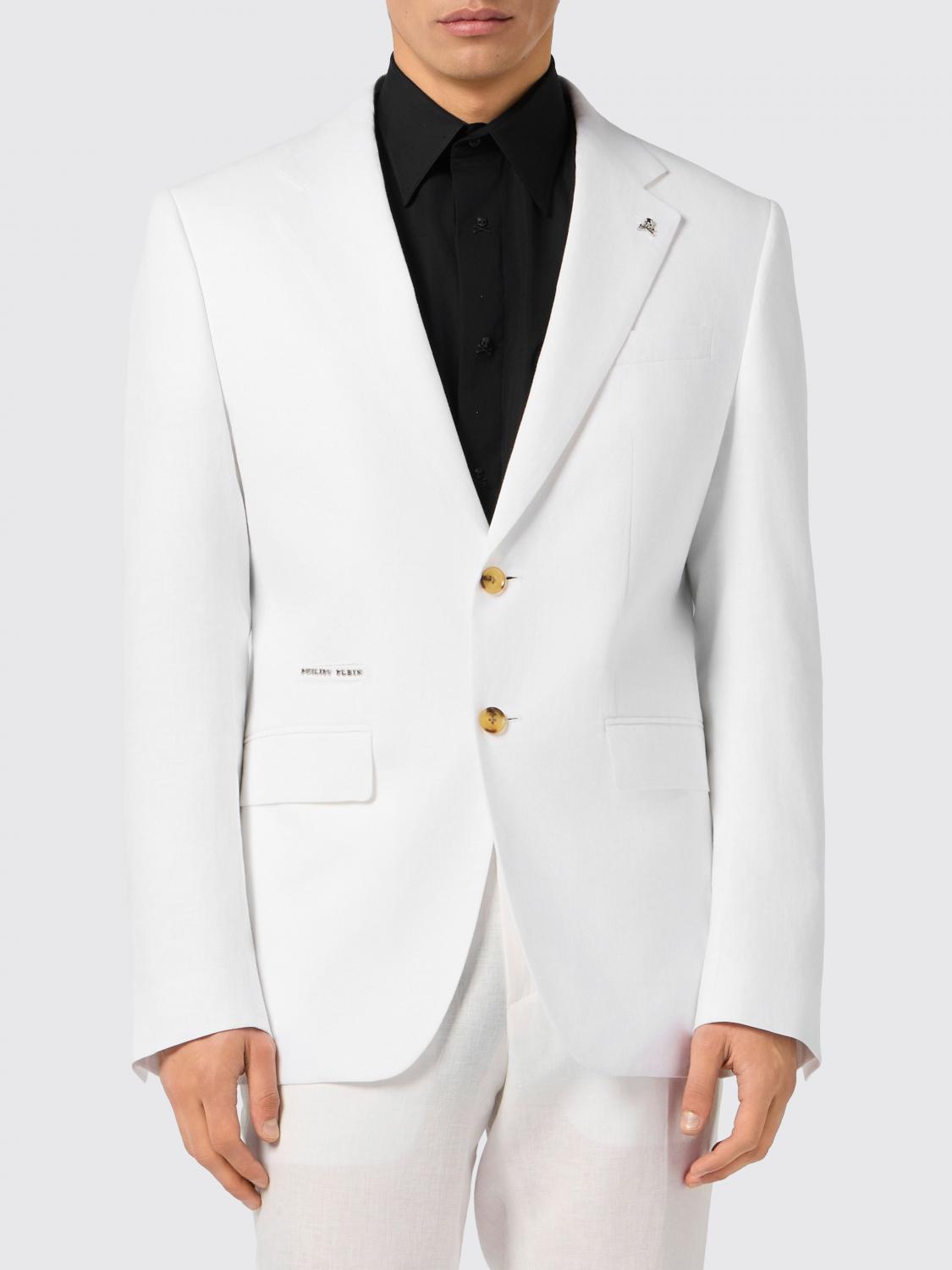 PHILIPP PLEIN 西装外套: 西装外套 男士 Philipp Plein, 白色 - Img 1