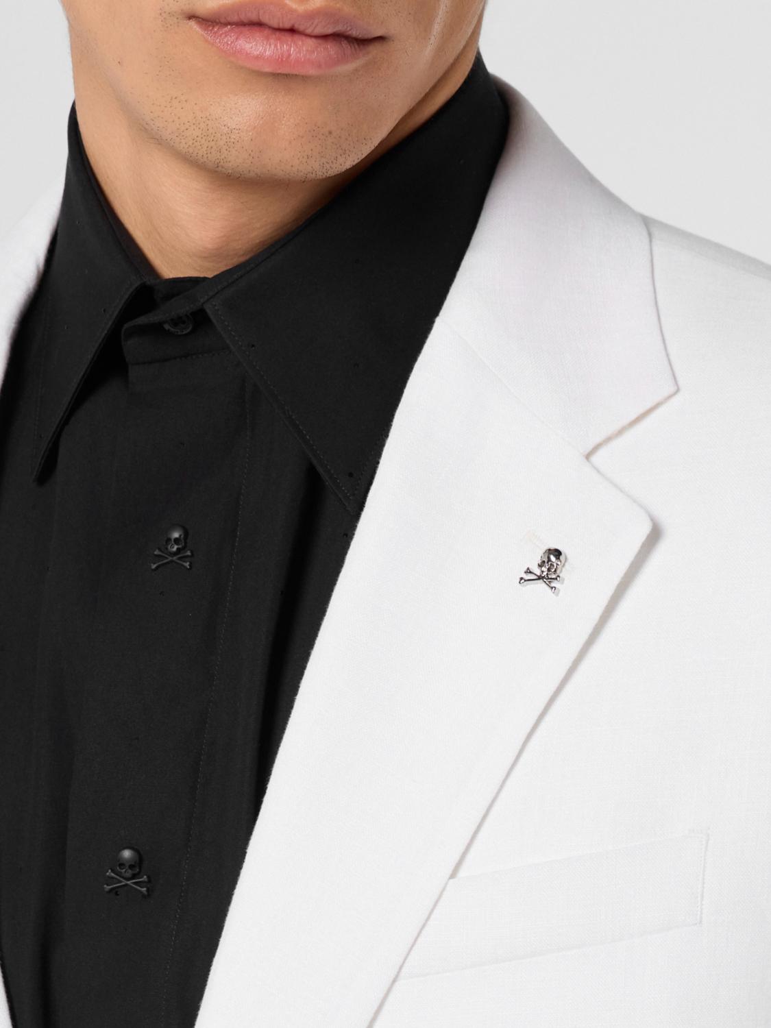 PHILIPP PLEIN 西装外套: 西装外套 男士 Philipp Plein, 白色 - Img 4
