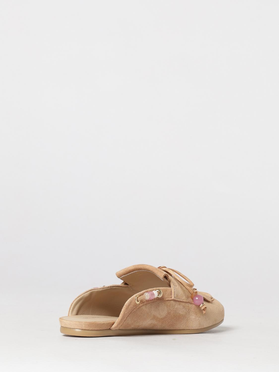 STUART WEITZMAN SCARPE: Slippers Stuart Weitzman in camoscio con frange , Beige - Img 3