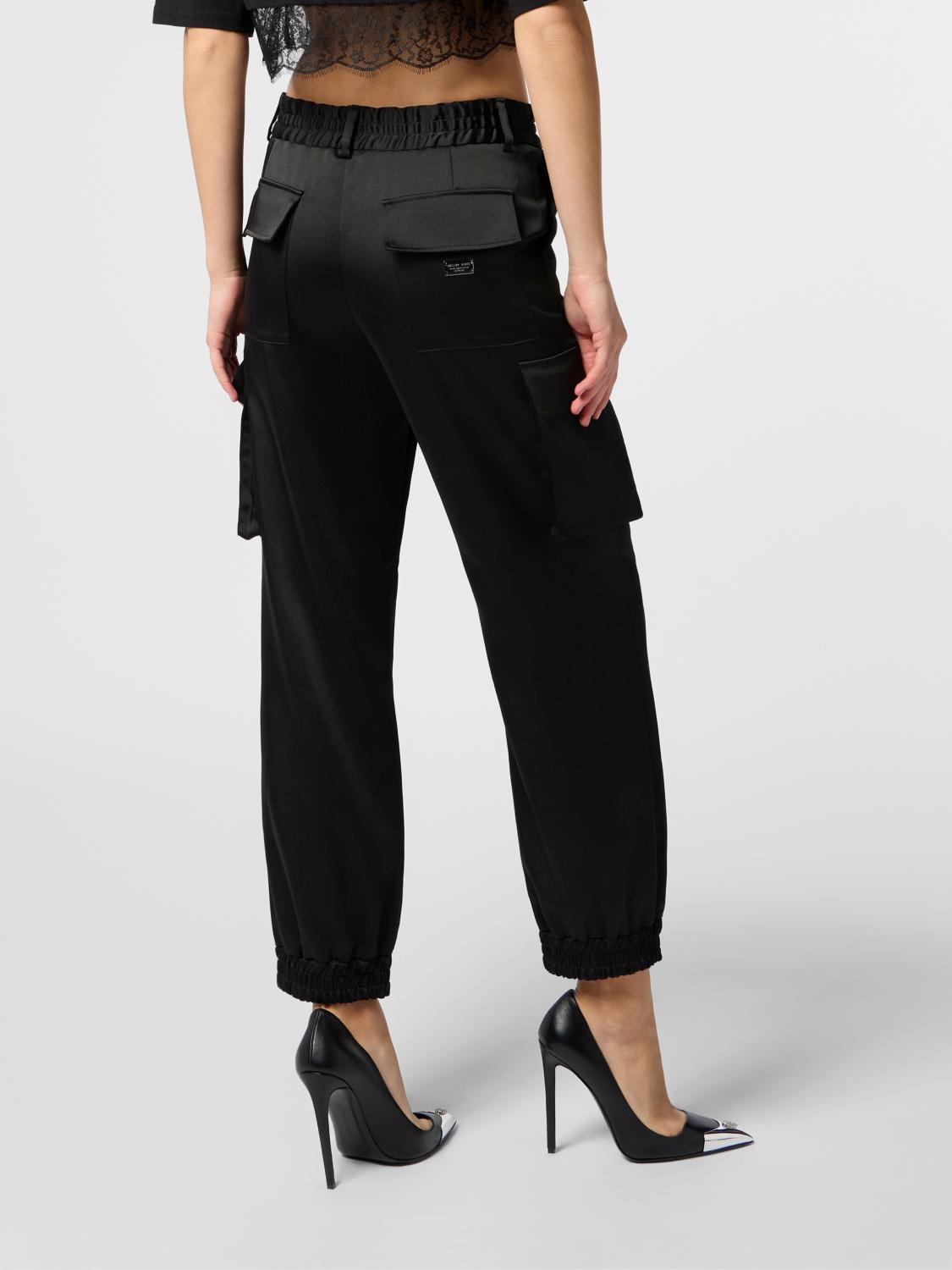 PHILIPP PLEIN PANTALONI: Pantaloni cargo Philipp Plein in raso , Nero - Img 2