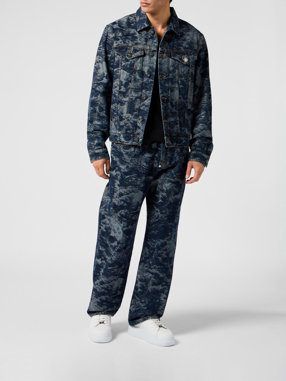 PHILIPP PLEIN ジャケット: Philipp Plein アブストラクトデニムジャケット, ブルー - Img 2