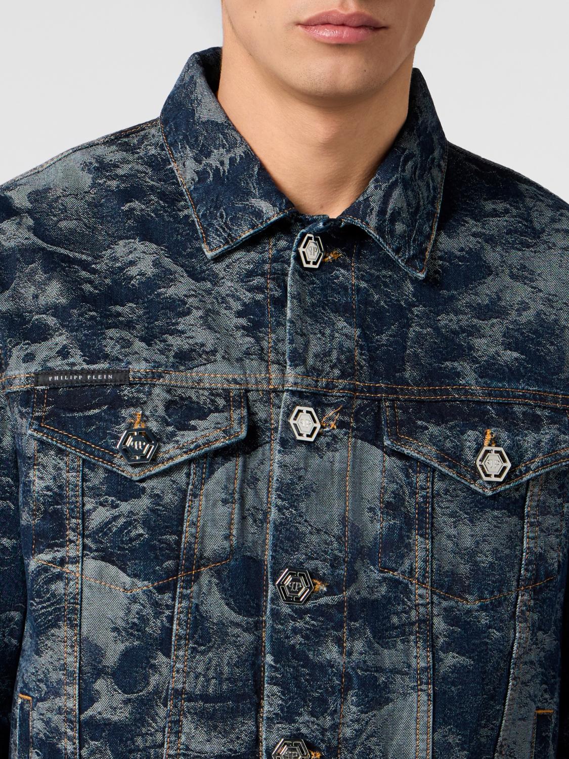 PHILIPP PLEIN ジャケット: Philipp Plein アブストラクトデニムジャケット, ブルー - Img 4