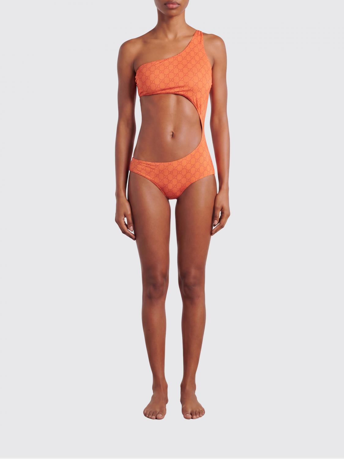 GUCCI COSTUME: Costume trikini in poliestere GG Gucci, Rosso - Img 1