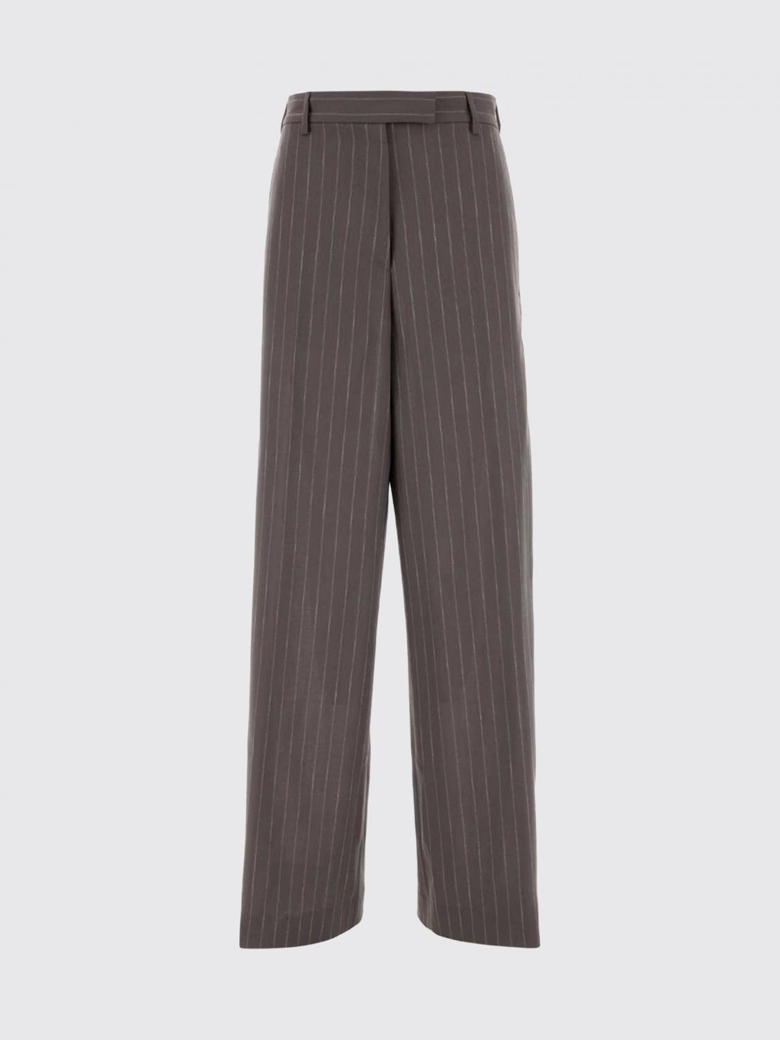 DRIES VAN NOTEN PANTALONI: Pantaloni ampi Dries Van Noten in lana con motivo gessato , Lilla - Img 2