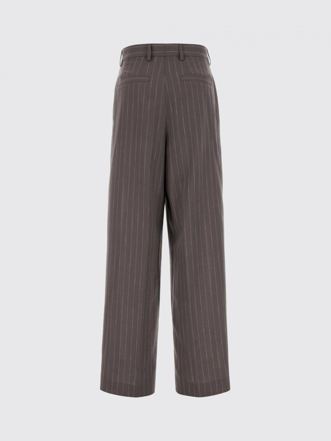 DRIES VAN NOTEN PANTALONI: Pantaloni ampi Dries Van Noten in lana con motivo gessato , Lilla - Img 3