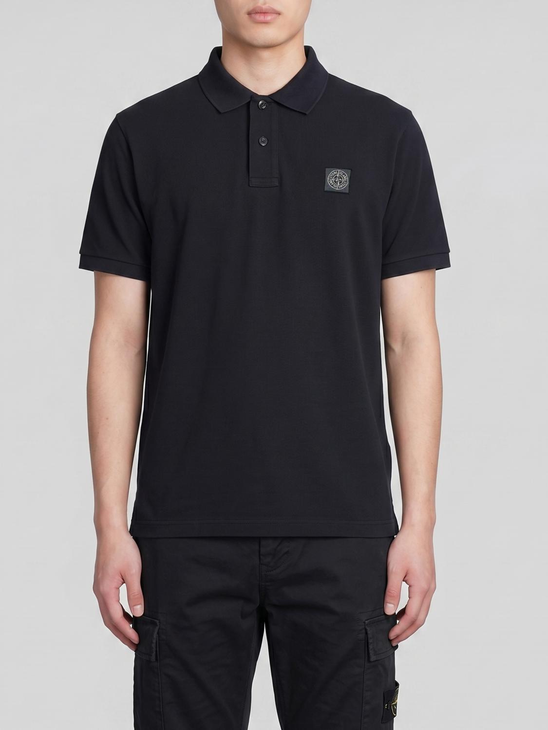 STONE ISLAND POLO: Polo in cotone con logo Stone Island, Blue Navy - Img 1