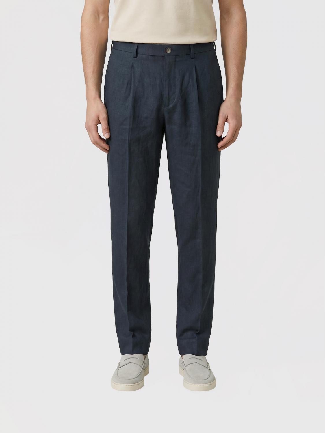 BRUNELLO CUCINELLI PANTS: Cotton And Linen Chino Trousers Brunello Cucinelli, Navy - Img 1